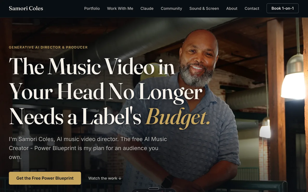 The samoricoles.com homepage, designed and built with Claude
